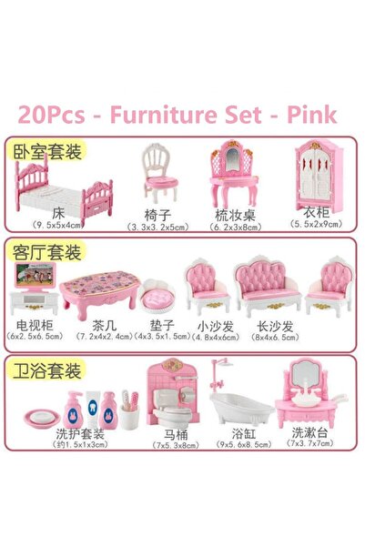 Choice6 Pink-Furniture Set Hot Sale Cute Kawaii Pink 10 Items/Lot Miniature D...