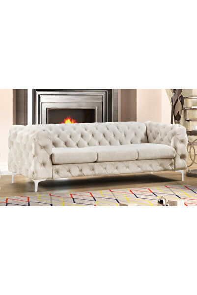 homejoyz Velvet Sofa - Three Seater - Swedish Wood - 220×80×80 cm