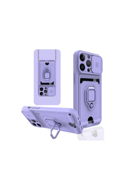 xirshop حافظة آيفون 13 برو زوما مع حلقة بطاقة العمل سيليكون - أرجواني