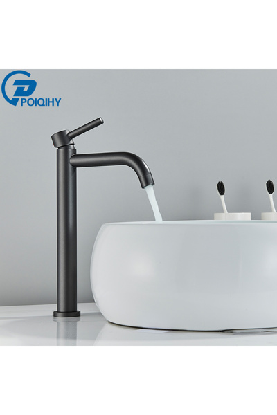 Choice4 صنبور حوض غسيل باللون الرمادي الداكن والأسود، خلاط مياه للحمام، صنبور...