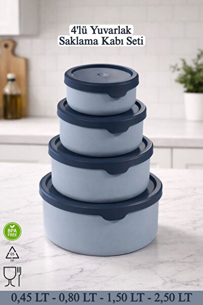 Funny Life Set of 4 Round Storage Containers - Microwave and Freezer Compatib...