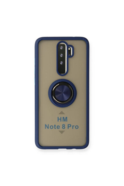 xirshop غطاء حماية سيليكون لهاتف ريدمي نوت 8 برو من مونتريال مع حلقة - أزرق داكن