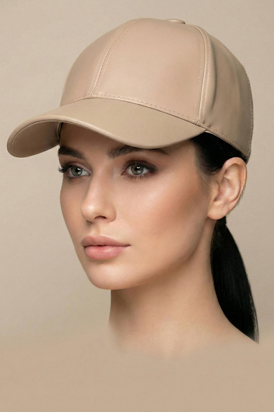 Bigdart Women's Faux Leather Hat 010195 - Beige