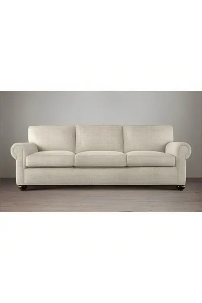 homejoyz Linen and Swedish Wood Sofa - Beige - 220×80×90 cm