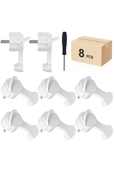 choice2 250 فولت، 8 قطع بيضاء، 4 قطع محولات قابس مسطح أوروبي بمقابض قابلة للط...