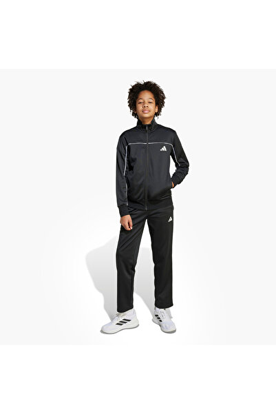 adidas Boys Jacket And Track Pant Set With Logo Print - Long Sleeves - High Neck