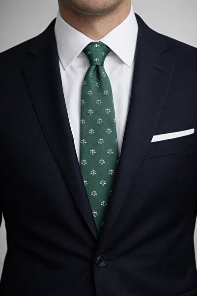 CROATE Justice Scales Patterned Green Tie for Lawyers