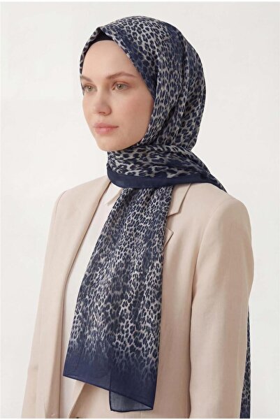 Silk Home Leopard Pattern Cotton Navy Blue 90X200 Soft Shawl