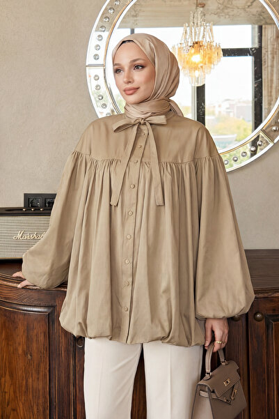 Salih Çelebi Collared Belted Tunic Y0088 - Vi̇zon