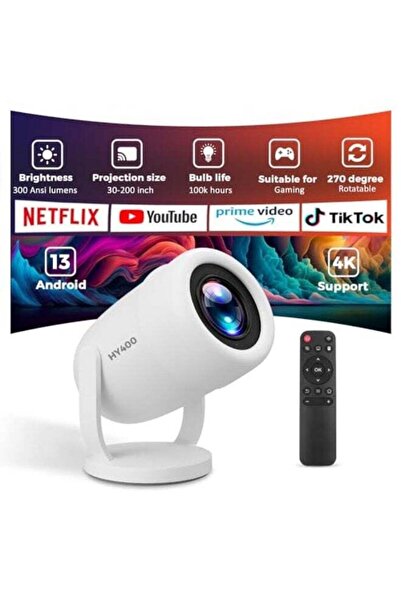AI LIFE HY400 4K Ultra HD Smart Mini Projector, Android 13, 270° Rotation, 20...