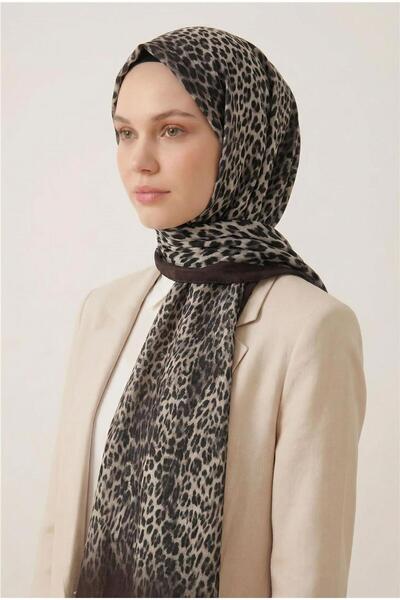 Silk Home Leopard Pattern Cotton Chocolate Brown 90X200 Soft Shawl