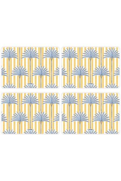 The Grade American Service Set of 4 Yellow Palm Plate Mats Stain Resistant American Service Home Decoration