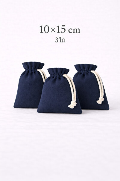 ALASEREN 10x15 cm Kadife Dokulu Büzgülü Lacivert Kese 3’lü – Lavanta, Takı ve...