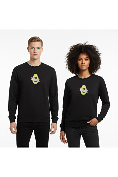 Primo Tekstil Unisex Sweatshirt Minimal Embroidery Crew Neck Long Sleeve Comf...