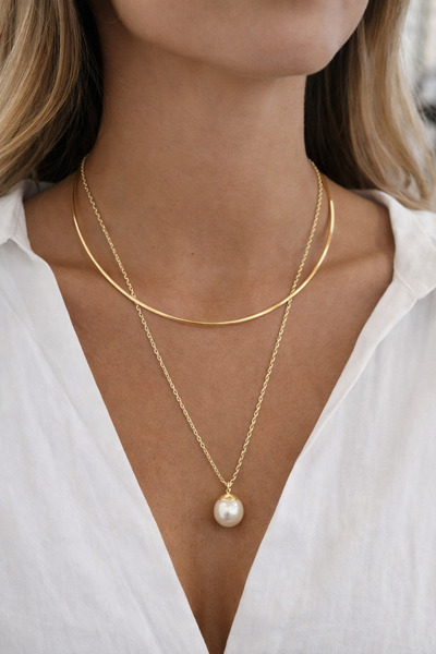 Glithe Steel Pearl Choker Collar