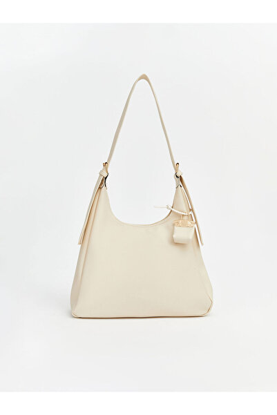 LC Waikiki Γυναικεία τσάντα Moon σε εκρού δερμάτινη απόχρωση