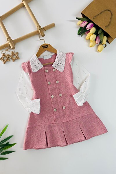 Minigimin Cicileri Сладката туидна рокля с копчета за моето малко момиченце -...