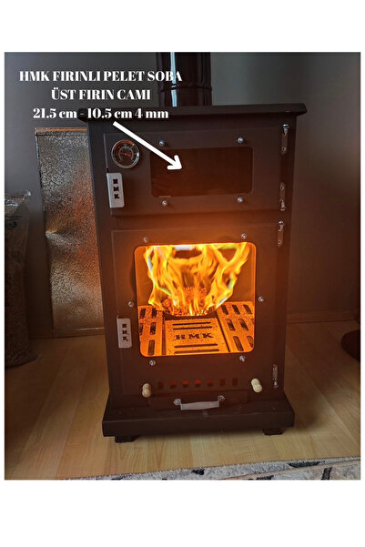 hmk tasarım HMK Fırınlı Pelet Soba Üst Seramik Camı 21.5×10.5 cm – 4 mm Isıya...