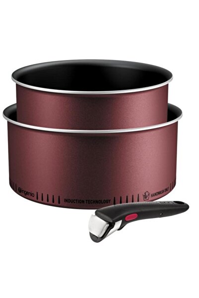 TEFAL Ingenio Simply Cook Cookware Set (3 Pieces) L7248453 Burgundy and Black