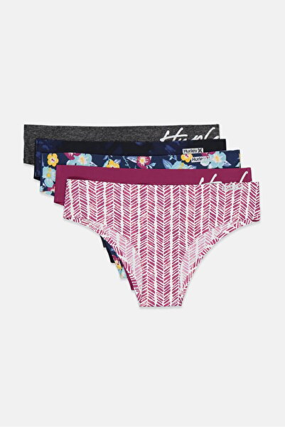 Hurley Women 5 Piece Printed Seamless Panties, Navy and Pink and Charcoal and...
