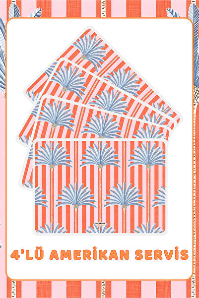 The Grade American Service Set of 4 Yellow Palm Plate Mats Stain Resistant Am...