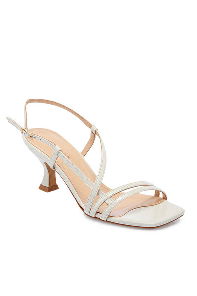 Tergan Beyaz Hakiki Rugan Deri Kadın Topuklu Ayakkabı - K25Y1AY67806-U4S