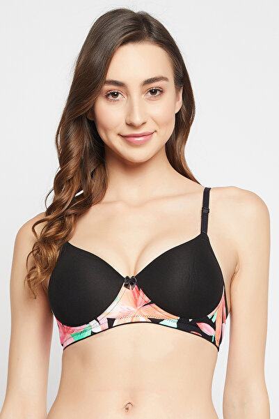 Clovia Padded Non-Wired Full Cup T-shirt Bra in Black