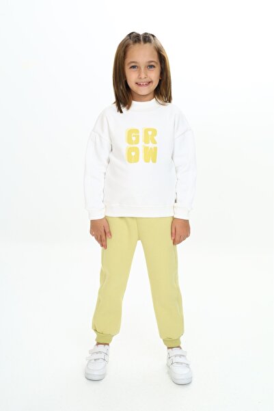Toontoy Girl's 2-Piece Set Printed Mock Neck Sweatshirt & Jogger Sweatpants w...