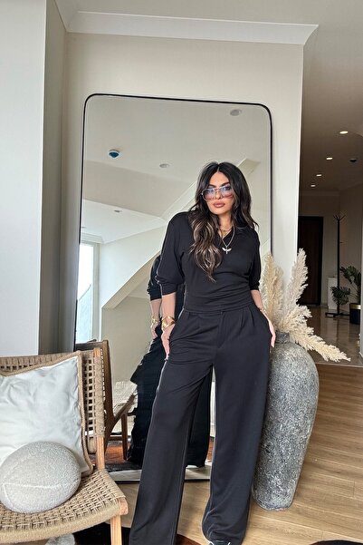 Sohotique By P Modal Palazzo Pants Blouse Set Black