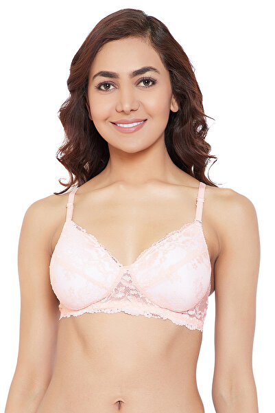 Clovia Lace Padded Non-Wired Full Coverage Multiway Bridal Bra in Nude