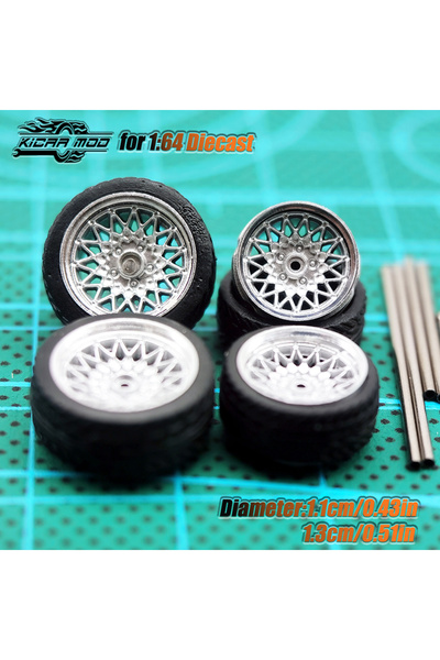 Choice1 عجلات سيارة نموذجية فضية من نوع Kicarmod بمقياس 1/64 مصنوعة من مادة A...