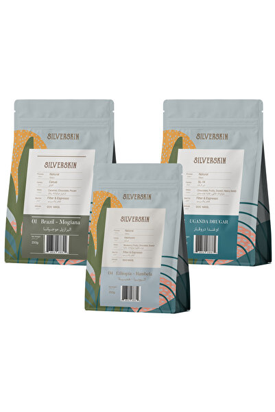 Silverskin Coffee Roasters قهوة مختصة، عبوة من 3 قطع، وزن كل قطعة 250 غرام (إ...