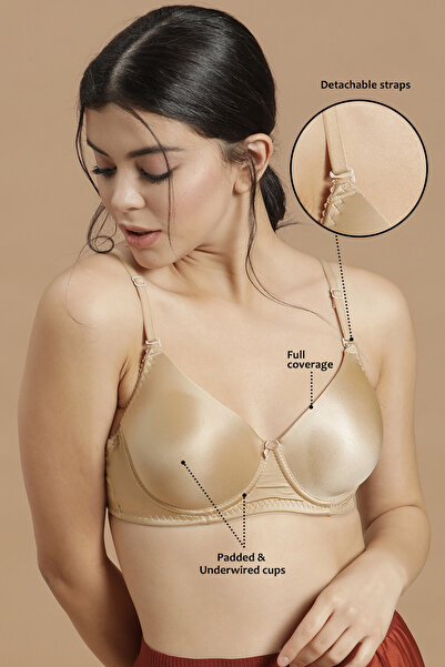 Clovia Padded Underwired Multiway T-Shirt Bra in Nude-Colour