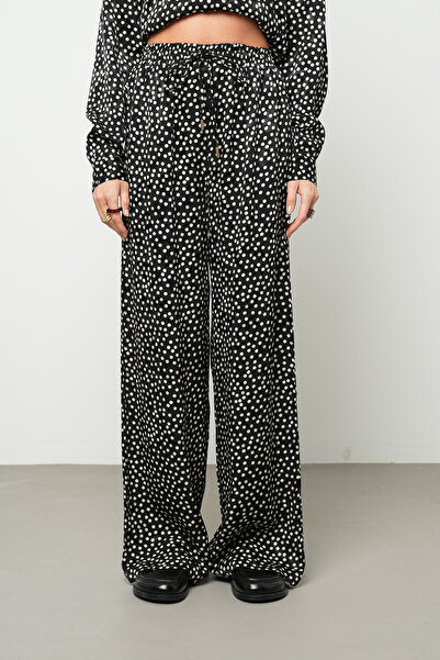 Orfeo Negro Women's Polka Dot Patterned Elastic Waist Palazzo Trousers