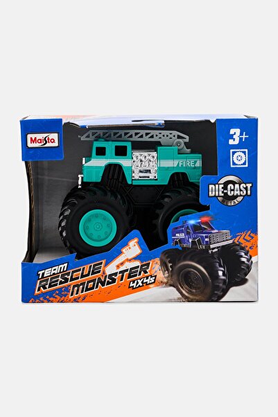 Maisto Die-Cast Metal Team Rescue Monster 4x4s, Turquoise