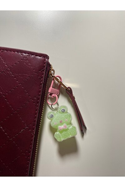Hiis Store Peluş Kurbağa Figürlü Pembe Klipsli Çanta Cüzdan Charmı Aksesuar v...