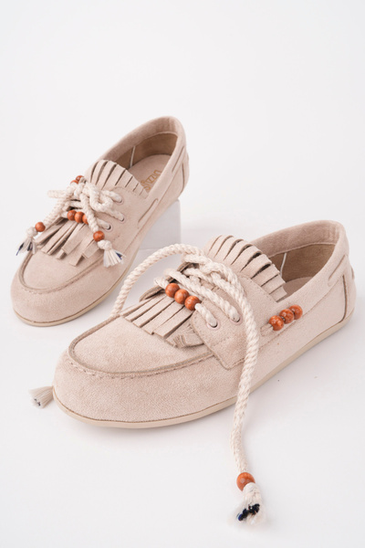 Madam Tarz Dzy-460 Beaded Detailed Tasseled Ballerinas