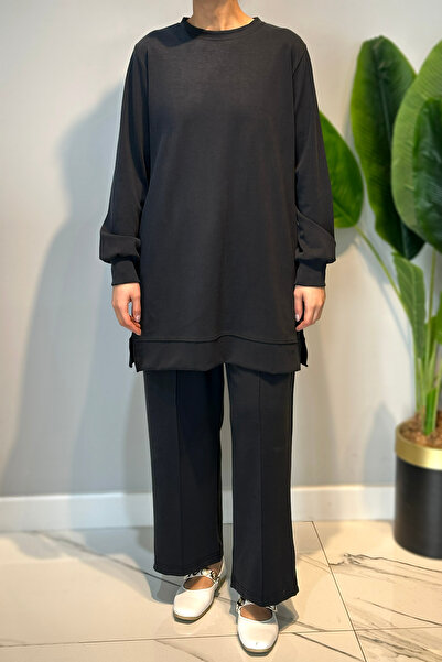 Lale Butik Modal Basic Trouser Suit 1009 Black