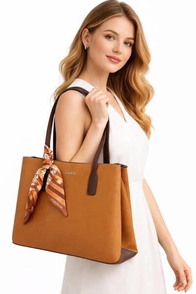 Generic Women Large Tote Bag with Scarf – Premium Synthetic Leather Shoulder ...