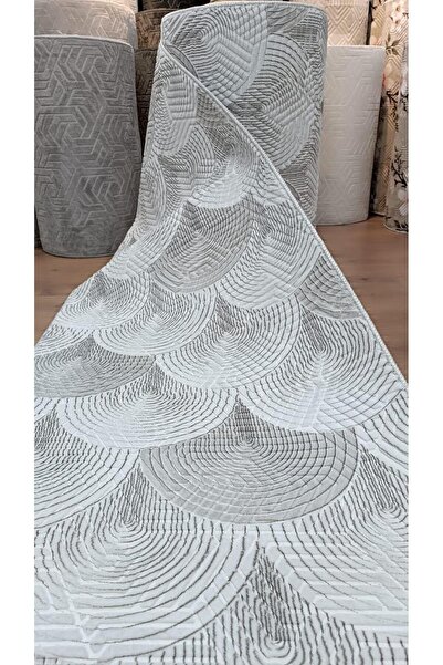 by Özer Halı Krem Gri Desenli Yumuşak Dokulu Bohem Tarz Kaymaz Tabanlı Kesme ...