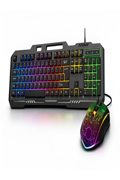 DEANB Mekanik RGB Oyuncu Klavye Mouse Seti 105 Tuş LED Işıklı Kablolu Gaming ...