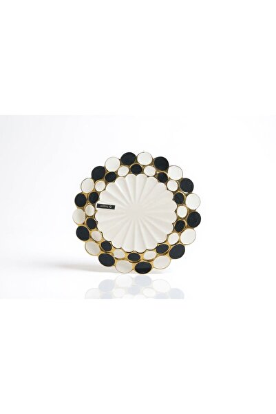 ROY KING LENA YUVARLAK SUNUM TABAK SİYAH/BEYAZ 26 CM