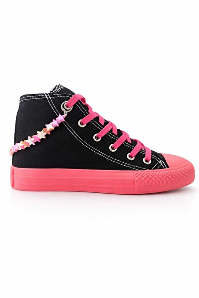 lias desing adidași pentru copii cu talpă neagră roz, detaliu cu mărgele stea