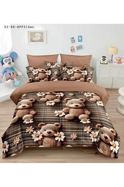 FIONNA.RO Finet Duvet Cover Set 4 Pieces 5D 1 Person - Bears and Flowers
