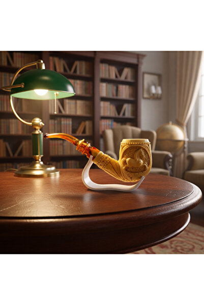 Altınışık Lületaşı El Oyması At Figürlü Motifli Lületaşı Pipo – Akrilik Ağızl...