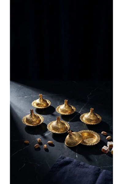 arnabella 6 lı Döküm Gold Dekoratif Lokumluk Kahve Yanı Sunumluk