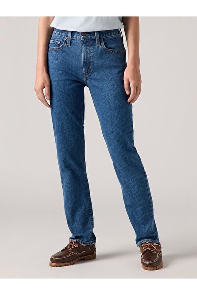 Levi's 724 HİGH RISE STRAİGHT TK MOSEY MID STONE بنطلون جينز أزرق للنساء A774...