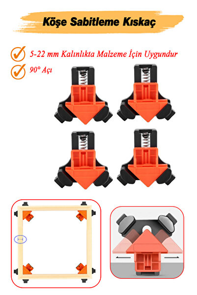 Badem10 Köşe Sabitleme Mengenesi 5-22 mm Kalınlık İçin Gönye Aparatı 90° Dere...