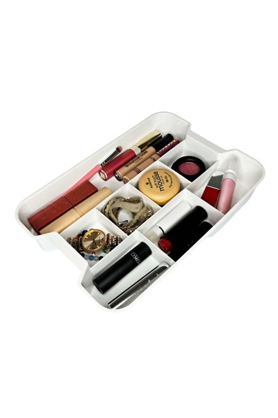 Thirty Three Design White plastic desk drawer organizer, cosmetics, jewelry, ...