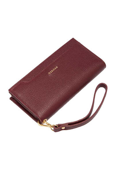 Tergan Roșu Claret piele naturală Femei portofel - S1CB00005817-M71